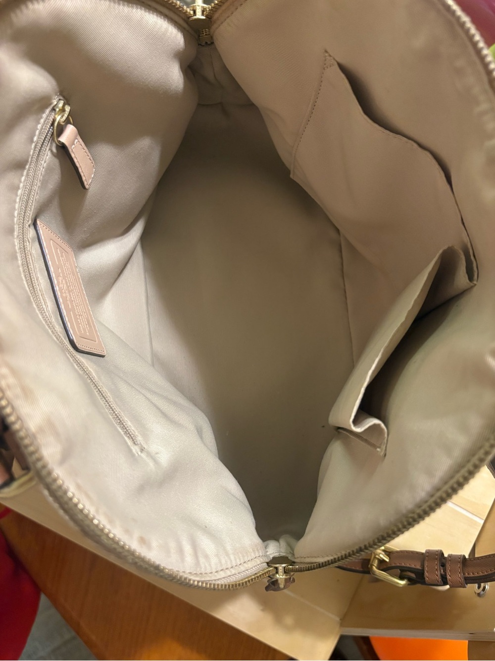 Coach Tan Signature Dome Satchel with Brown Trim - Picture 3 of 4